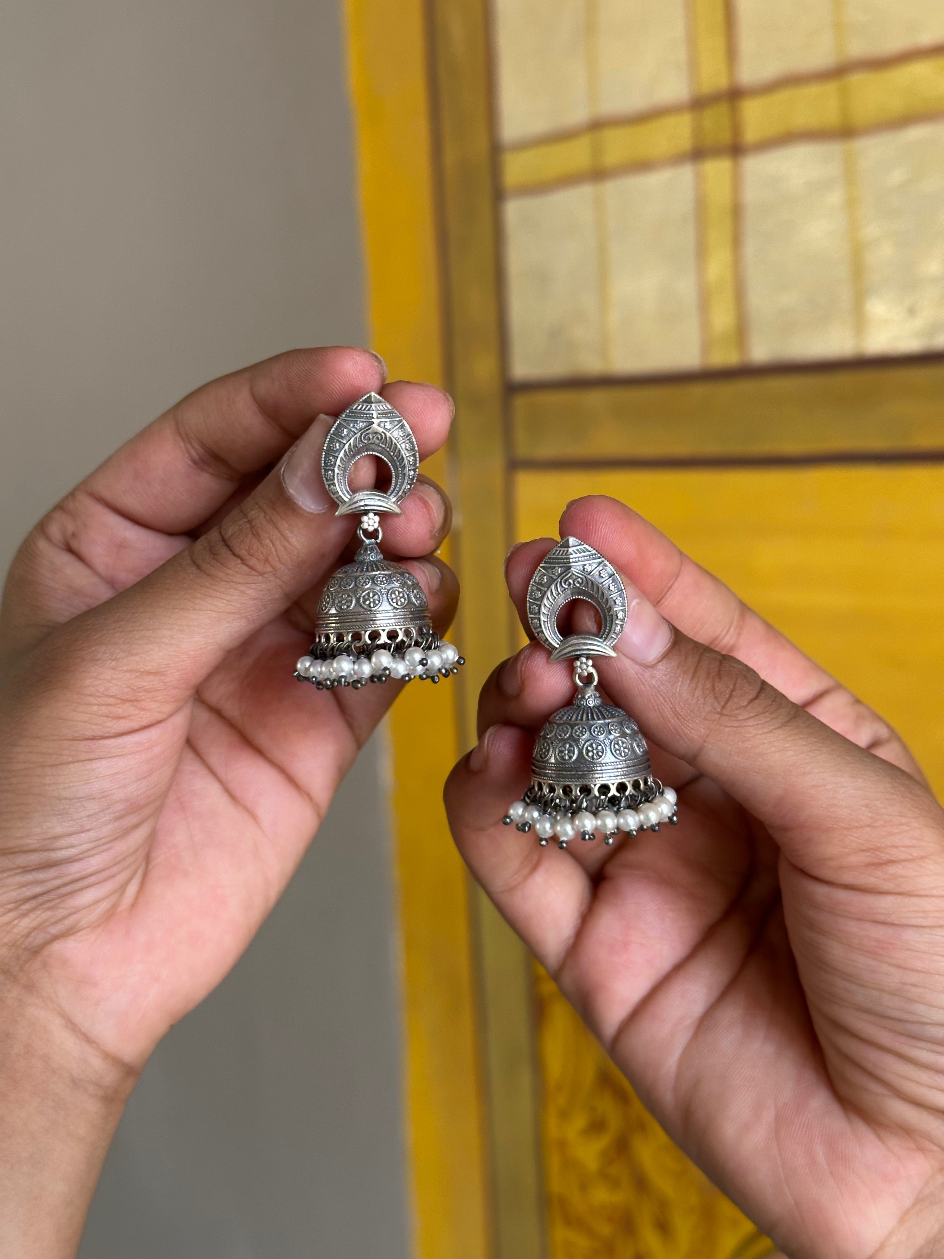 Silver Oxidised Jhumka